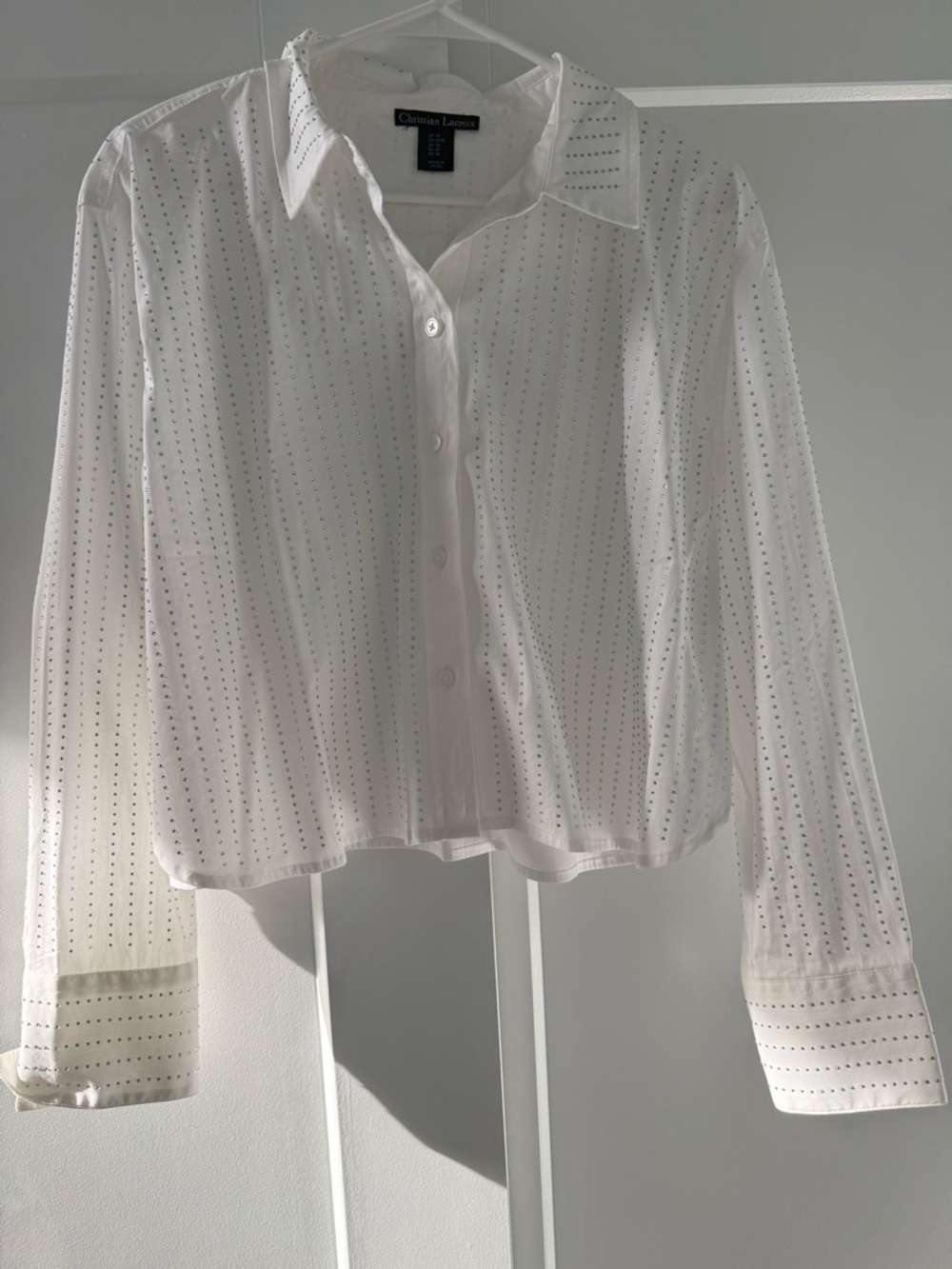 Christian Lacroix White Eyelet Button-Down Blouse